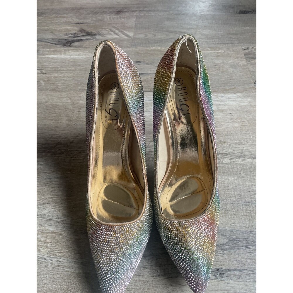 Rogue Helium High Heels Rainbow Bling Shoes size 9